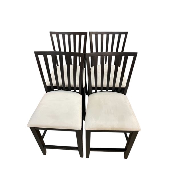 Set of 4 counter height chairs (needs polishing) seat approx 23in H x 18in x 17in