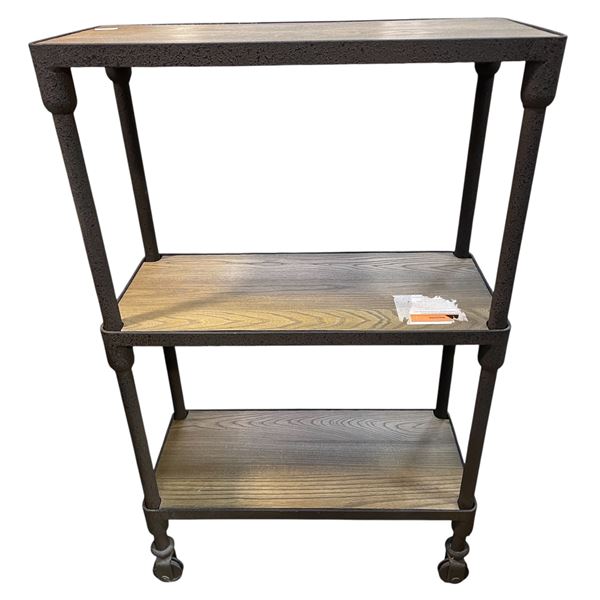 3-tier rustic looking metal shelving unit - approx 39in x 11in x 24in H