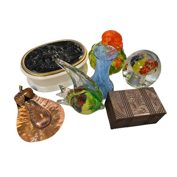 Group of Assorted Glass, Porcelain, Copper, Decorative Items, Etc.