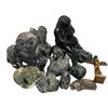 Image 1 : Group of Soapstone, Glass Figurines & Miniature Totem Pole