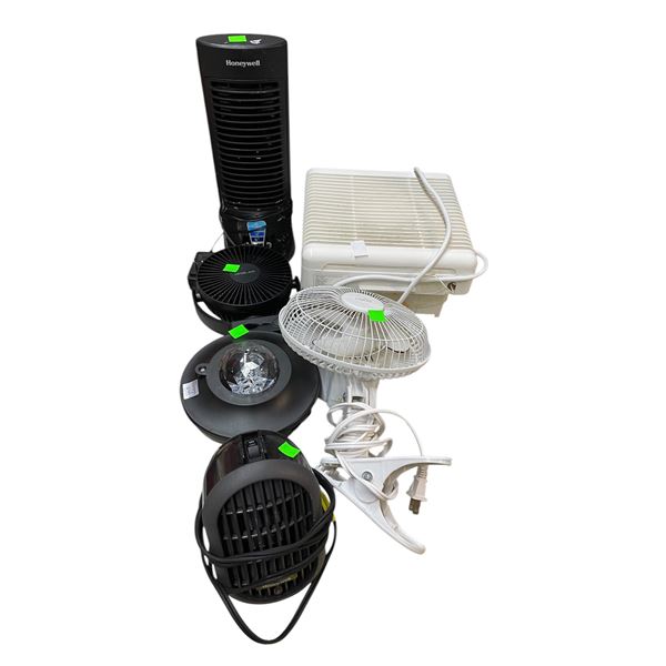 Group of Assorted Fans & Disco Light