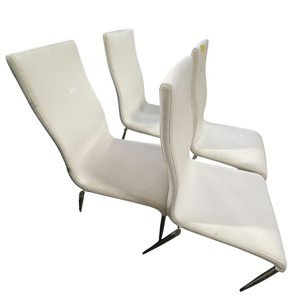 4 Pce Contemporary White Armless Chairs