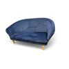 Image 2 : Modern Curved Back Blue Velvet Loveseat (65x25x31)