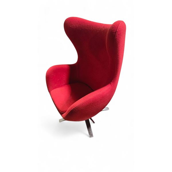 Red Cloth High Back Arne Jacobsen Egg Style Chair