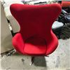 Image 2 : Red Cloth High Back Arne Jacobsen Egg Style Chair