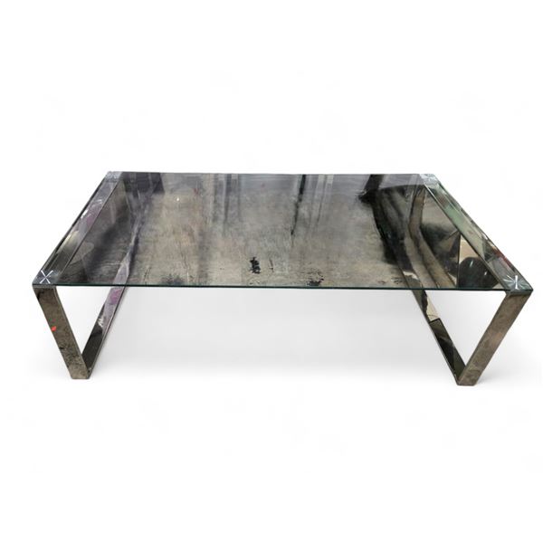 Modern Glass Top Rectangle Table (47x24x16)