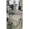 Image 2 : Glass Top Adjustable Height Side Table (19x25) w/Cleared Bubble Table Lamp (30x13)