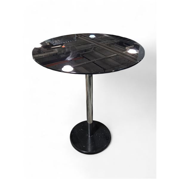 Round Black Glass Top Bar Height Table (32x40)