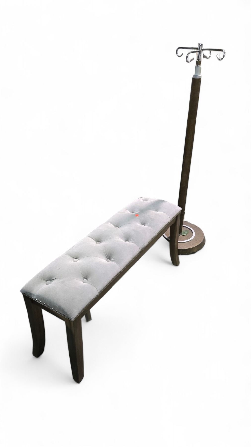 Padded Button Top Hall Bench & Rolling IV Bag Dropper