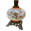 Image 2 : Vintage Orange & White Hurricane Lamp with/Floral Motif (22x11)