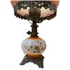 Image 2 : Vintage Orange & White Hurricane Lamp with/Floral Motif (22x11)