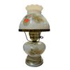 Image 1 : Vintage Milk Glass Hurricane Lamp with/Floral Motif
