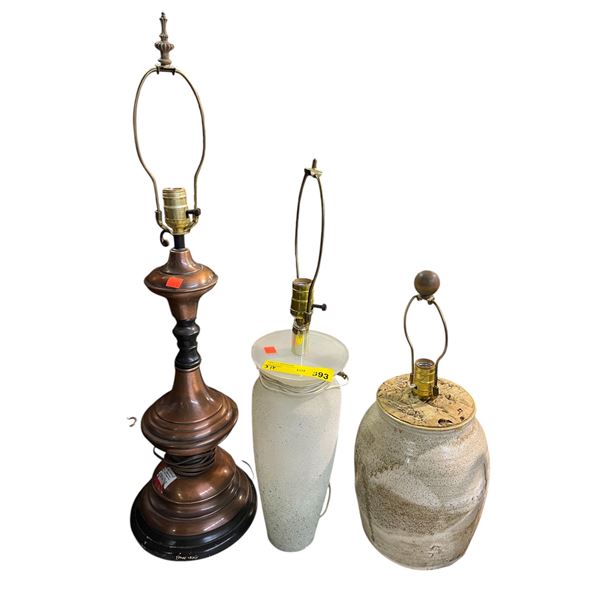2 Decorative Table Lamps One w/Frosted Glass