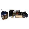 Image 1 : Large Group of Assorted Items - Clothing, Box full of Caps, Skateboards, Burberry Bag full of Clothe