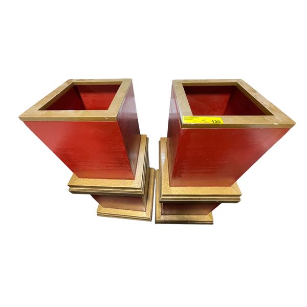 2 Red & Gold Tone Lanterns (38x15x15)