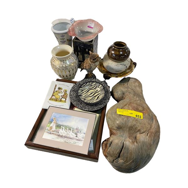 Assorted Home Decor - Vases, Driftwood, Etc.