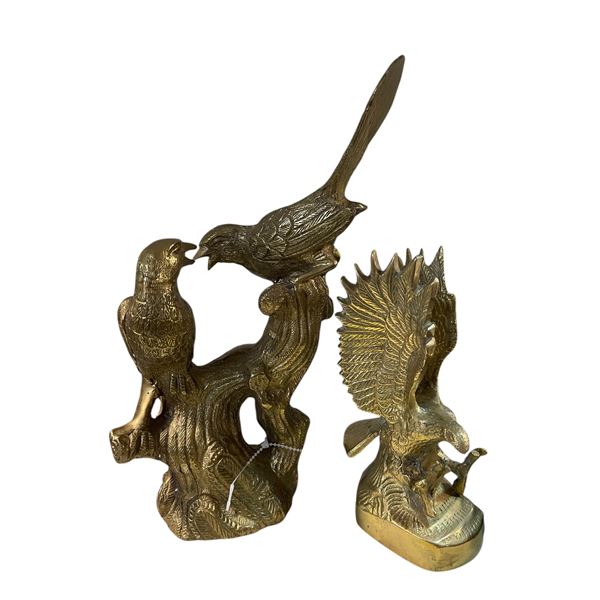2 Pce Brass Bird Statues (9x6 - 6x2)