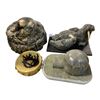 Image 1 : 4 Pce Collectable Inuit Pce's - Soap Stone Carving, Rawhide Drum, Lidded Container