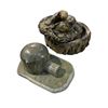 Image 2 : 4 Pce Collectable Inuit Pce's - Soap Stone Carving, Rawhide Drum, Lidded Container