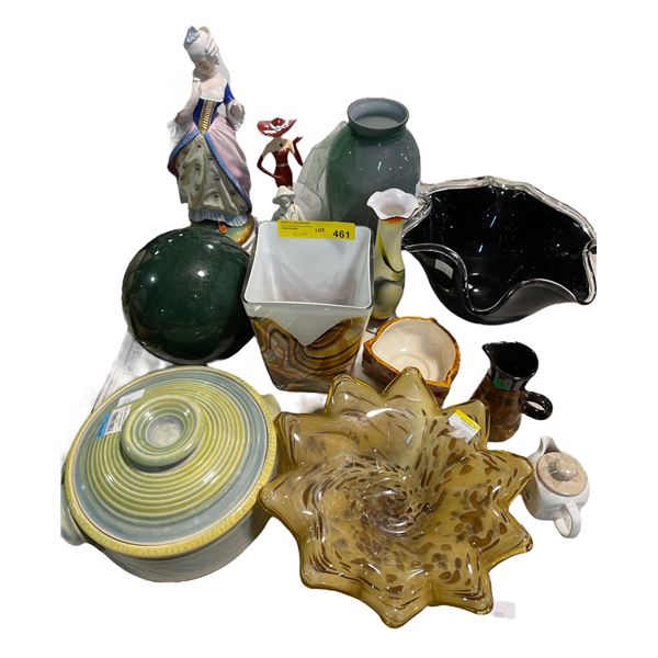 Assorted Home Decor Including - Art Glass Center Bowls, Vases, Figurines & Etc.