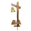 Image 1 : Vintage Wooden Table Floor Lamp w/Pollen Themed Shade (69x23x17)