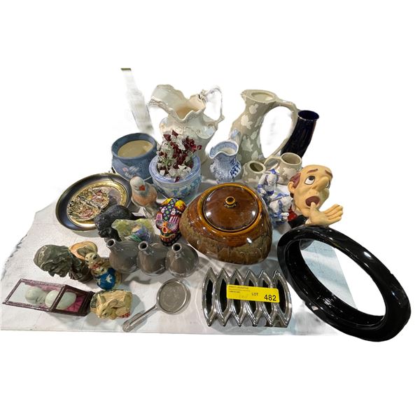 Assorted Home Goods & Decor - Duncan Picture Set, Vases, Decanter, Wine Holder, Etc.