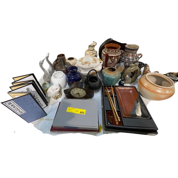 Assorted Home Decor - Vases, Chopstick Set, Tea Pot & Etc.