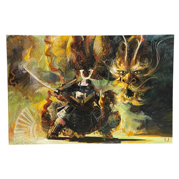 Samurai painting on canvas - approx. 50in x 33in