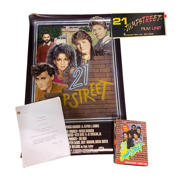 "21 Jump Street" 1980s TV show assorted items - The Girl Next Door script/ Film Unit sign board/ car