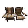 Image 1 : Pair of Matching Orange Solid Wood Lounge Chairs (33x28x25)
