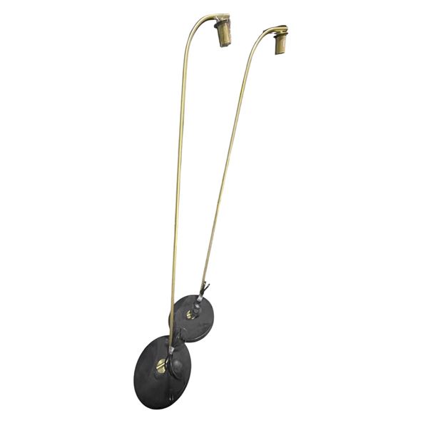 Pair of Modern Gold Tone Floor Lamp (60in H)