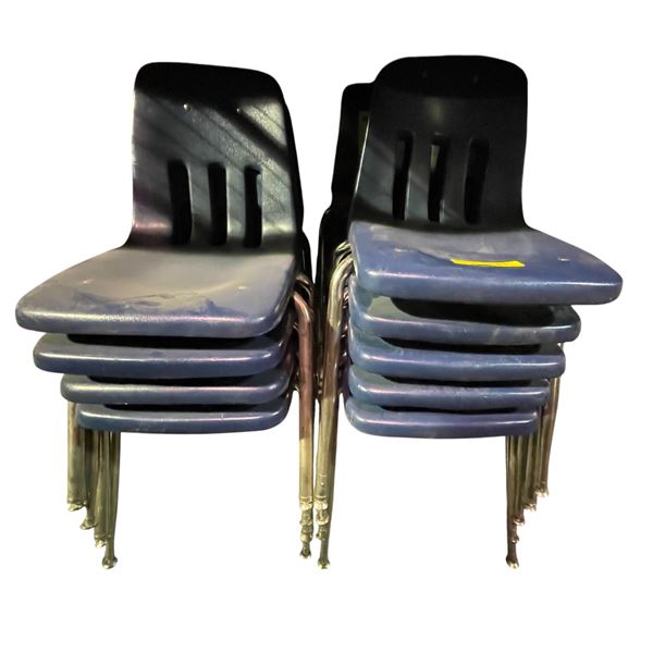 18 Blue Plastic School Chairs