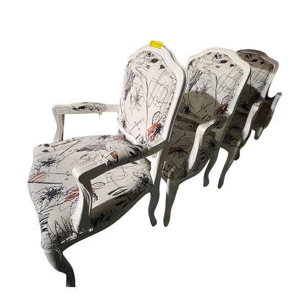 4 Abstract White Arm Chairs