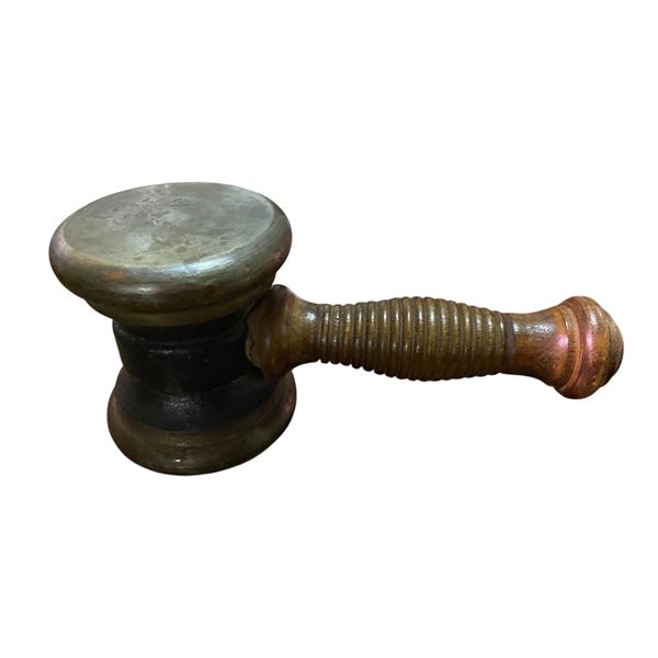 Vintage Cast Metal Wooden Handle Gavel