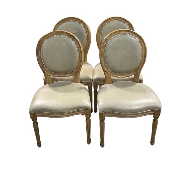 Set of 4 grey leather chairs