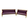 Image 1 : Set of 2 purple upholstered leather sofas - long two arm sofa (approx 75in x 24in x 36in H) & small 