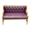 Image 2 : Set of 2 purple upholstered leather sofas - long two arm sofa (approx 75in x 24in x 36in H) & small 