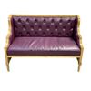 Image 2 : Set of 2 purple upholstered leather sofas - small two arm sofa (approx 51in x 24in x 36in H)