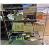 Image 1 : 3 Shelves of Assorted Goods - RCA Speaker, Baseball Bat, Framed Art, Stanley Thermos, Etc.