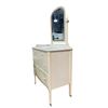 Image 2 : Vintage 4 Drawer White Painted Dresser w/Mirror (On Wheels - 3ftx19inx65.5in)