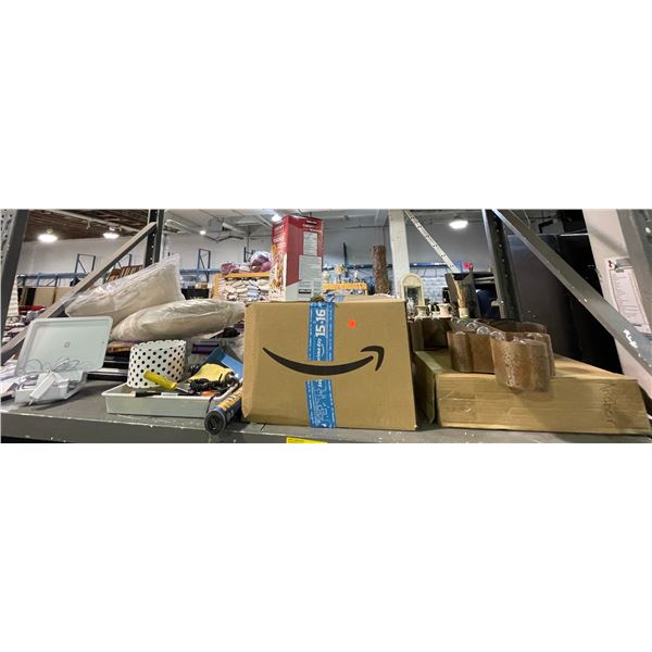 Shelf lot of Misc - Laptops, Square Tablet Stand, Kirkland Protein Bars (BB-July 2024), Anchor Light