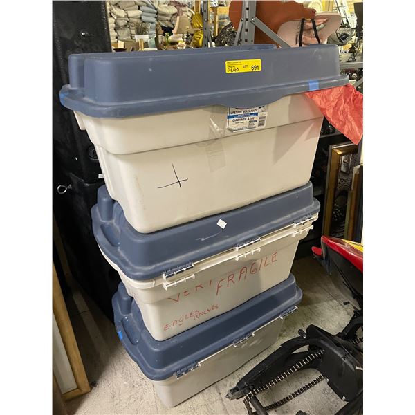 3 Totes Full of Assorted Christmas Decorations