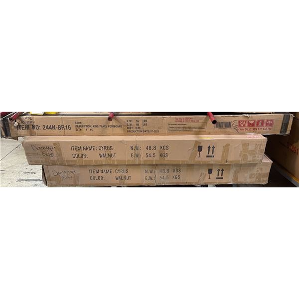 Assorted Furniture Parts King Panel Footboard, Cyrus Walnut Table Part w/Teak Lounge Chair w/Cushion