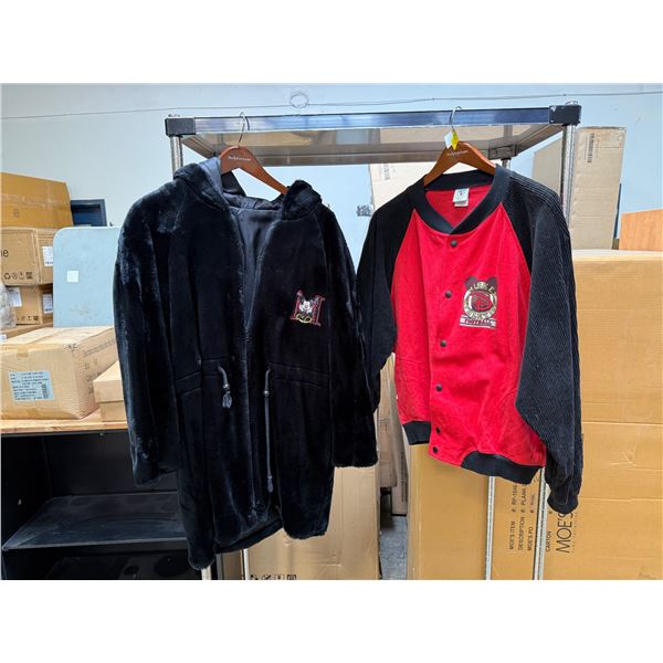 Vintage 2 Pce Mickey Mouse Jacket - Mickey Athletics Football Size L & Mickey Unlimited Hoodie Size 
