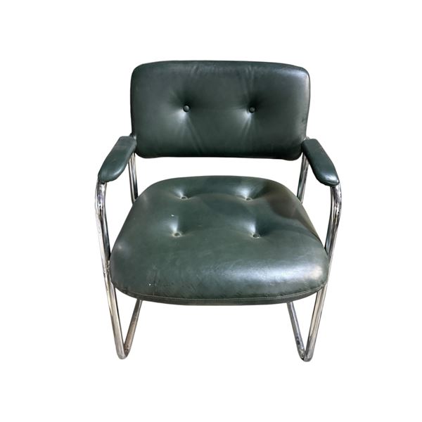 Mid Century Modern Chrome & Green Chair