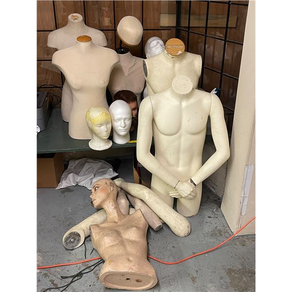 Large group of assorted mannequins