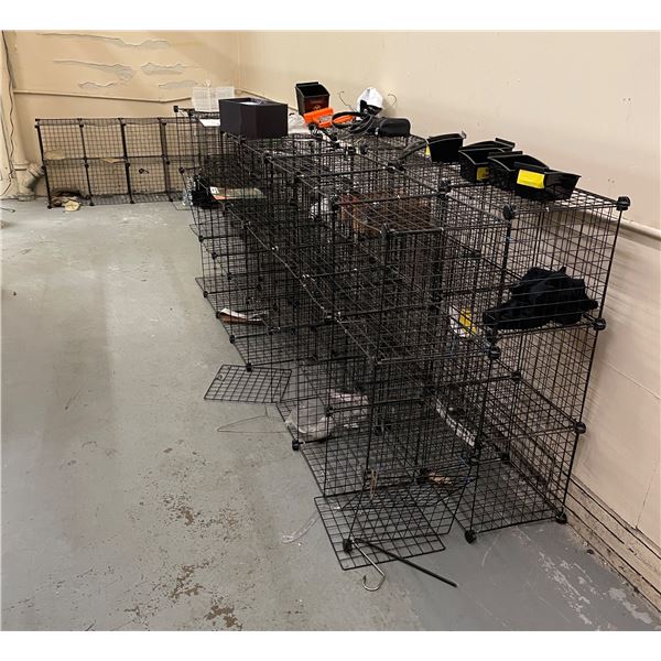 Large group of indoor cage wire racking