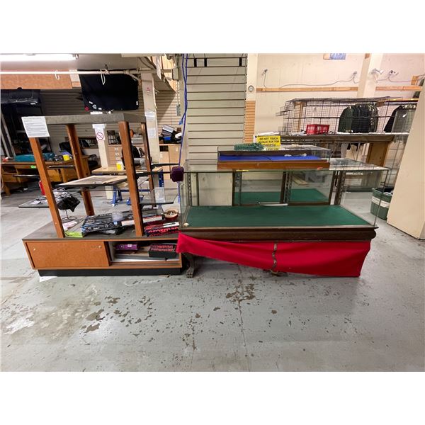 Group of 7 shelving units / display stands