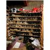 Image 1 : Shelving units full of assorted millitary boots & misc items (shelving units included - approx 7ft l