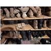 Image 4 : Shelving units full of assorted millitary boots & misc items (shelving units included - approx 7ft l